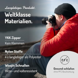 NORDKAMM® Sommer-Schlafsack Erwachsene, Damen und Herren, leicht, kleines Packmaß, Ultraleicht Camping, kombinierbar  Zipper 