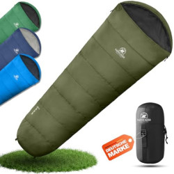 NORDBÄR® Sommerschlafsack Ultraleicht & kompakt [750g] mit kleinem Packmaß | Mumienschlafsack leicht & warm [100GSM] | Hütten