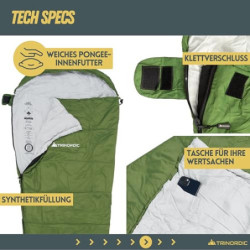 Trinordic 900g Ultraleicht Sommerschlafsack XL – kleines Packmaß mit Anti-Klemm-Reißverschluss – Mumienschlafsack Outdoor für