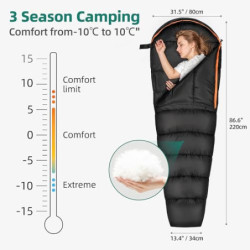 YITAHOME Schlafsack für 3-4 Jahreszeiten, Sommerschlafsack für Outdoor, Camping, Trekking Reisen, Mumienschlafsack Erwachsene