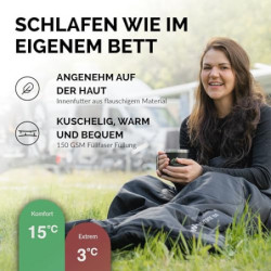 MONTARAY Deckenschlafsack ohne Kapuze 3°C INKL. KISSEN - Outdoor Winter-Schlafsack & Sommer-Schlafsack 150GSM 3-4 Jahreszeite