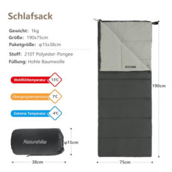 Naturehike Schlafsack für Erwachsene, Leichter Rechteckiger Spleißbarer 3 Jahreszeiten Schlafsack, für Outdoor Camping, Wande