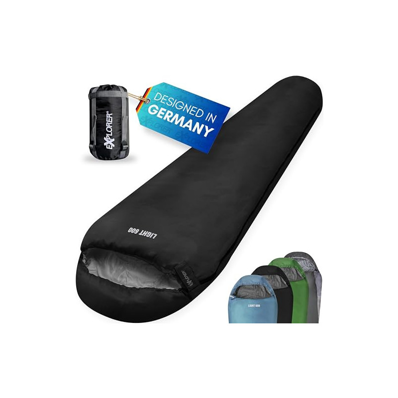 EXPLORER® Light 600 Sommerschlafsack [700g] -2°C bis +14°C [120g/m²] Ultraleicht Schlafsack Outdoor 210x75x50cm Sommer Mumien