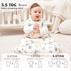 Looxii Baby Schlafsack Winter Baumwolle Winterschlafsack 3.0 TOG Schlafsäcke Warm Babyschlafsack Neugeborene für Herbst Winte