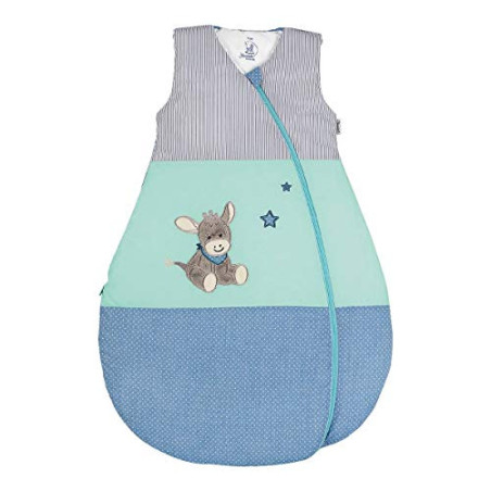 Sterntaler Funktionsschlafsack für Kleinkinder, Esel Emmi, Ganzjährig, Wärmeregulierung, Reißverschluss, 70 cm, Blau/Mehrfarb