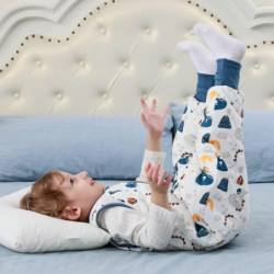 MIKAFEN Baby Schlafsack Winter mit Füßen 2.5 Tog 100% Baumwolle Kinder winterschlafsack für Jungen und Mädchen 90cm/Höhe95-10
