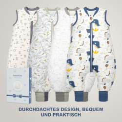 MIKAFEN Baby Schlafsack Winter mit Füßen 2.5 Tog 100% Baumwolle Kinder winterschlafsack für Jungen und Mädchen 90cm/Höhe95-10