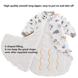 Chilsuessy Baby Schlafsack Winter mit abnembar Langarm Wattiert Babyschlafsack Kleine Kinder Ganzjahres Schalfsack Schlafanzu
