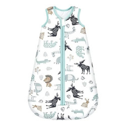 Mosebears Baby Schlafsack Winter 2.5 Tog,100% Baumwolle Baby Winterschlafsack für Babys 0-24 Monate Blau-Zoo,12-18 Monate 