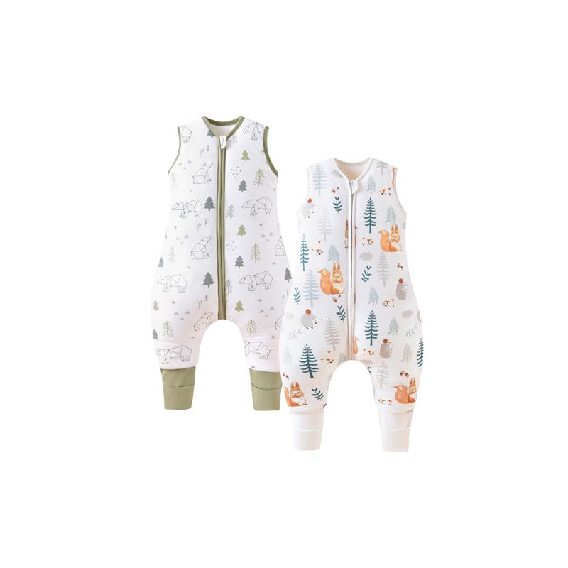 Chilsuessy 2er Pack Baby Schlafsack mit Beinen 2.5 Tog Winter Schlafsack Unisex Ganzjahres Schlafsack mit Füßen Babyschlafsac