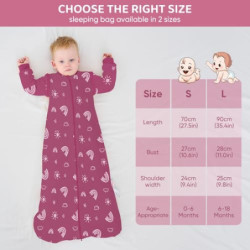 amo nenes Babyschlafsack 2.5 TOG, Baby Autumn Winter Long Sleeve Schlafsack, 100% Baumwolle, abnehmbare Ärmel, Length 72cm, 0