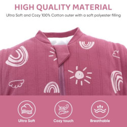 amo nenes Babyschlafsack 2.5 TOG, Baby Autumn Winter Long Sleeve Schlafsack, 100% Baumwolle, abnehmbare Ärmel, Length 72cm, 0