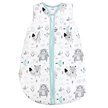 TupTam Ganzjahresschlafsack 2.5 TOG wattiert ärmellos Baby Schlafsack OEKO-TEX, Farbe: Bären/Füchse/Mint, Größe: 68-74