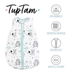 TupTam Ganzjahresschlafsack 2.5 TOG wattiert ärmellos Baby Schlafsack OEKO-TEX, Farbe: Bären/Füchse/Mint, Größe: 68-74