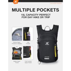 SKYSPER Rucksack Herren 15L Wanderrucksack mit Rückenbelüftung Tagesrucksack Travel Daypack Camping Wandern