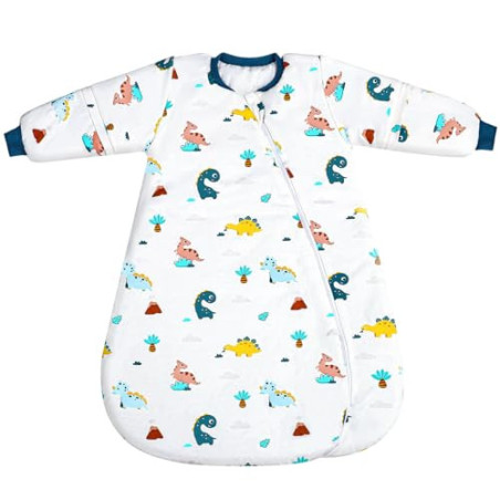 Schlafsack Baby Winter, Baby Schlafsack 3.5 Tog mit Abnehmbaren Langen Ärmeln Bio Baumwolle Babyschlafsack für Säuglinge Klei