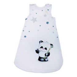 Herding Baby Best Baby-Schlafsack, Panda Motiv, 70 cm, Seitlich umlaufender Reißverschluss und Druckknöpfe, Weiß