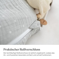 Ehrenkind® Musselin Babyschlafsack 2.5 TOG | 100% Bio-Baumwolle Jade mit Tropfen | Baby Schlafsack | 74/80 | Oeko Tex zertifi