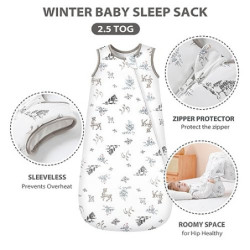 Mosebears Winterschlafsack Baby 2.5 Tog,Bambusfaser Baby Schlafsack, Extrem weich und warm Wald,S 0-6 Monate  