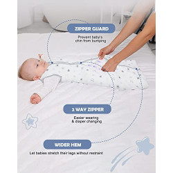 Lictin Sommerschlafsack Baby 1.0 Tog 100% Baumwolle Schlafsack Baby Sommer für Jungen und Mädchen, Schlafsack Baby Weißer Ste