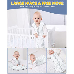 Lictin Sommerschlafsack Baby 1.0 Tog 100% Baumwolle Schlafsack Baby Sommer für Jungen und Mädchen, Schlafsack Baby Weißer Ste