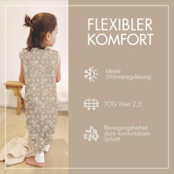 MOYO Baby Schlafsack mit Füßen in Taupe I Atmungsaktiver Babyschlafsack Winter in 100 cm I Gefütterter Ganzjahres Schlafsack 