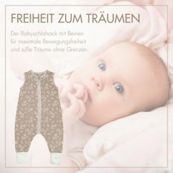 MOYO Baby Schlafsack mit Füßen in Taupe I Atmungsaktiver Babyschlafsack Winter in 100 cm I Gefütterter Ganzjahres Schlafsack 