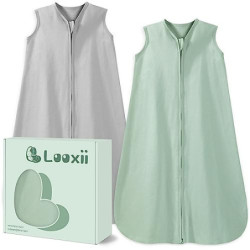 Looxii 2er Pack Baby Schlafsack Sommer 100% Baumwolle Sommerschlafsack 0.5 Tog Babyschlafsack 71 cm für Jungen Mädchen Neugeb