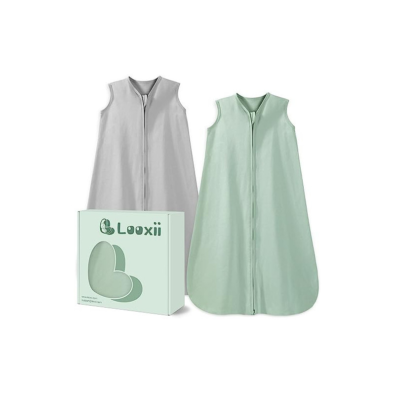 Looxii 2er Pack Baby Schlafsack Sommer 100% Baumwolle Sommerschlafsack 0.5 Tog Babyschlafsack 71 cm für Jungen Mädchen Neugeb