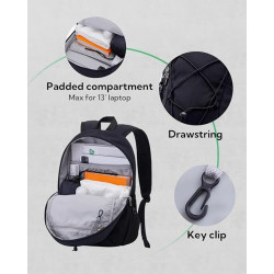 WATERFLY Rucksack Klein Wanderrucksack 12L: Leicht Tagesrucksack Mini Sport Backpack Outdoor Daypack mit Abnehmbare Brustschn