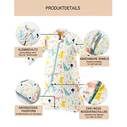 Baby Schlafsack Winterschlafsack 2.5Tog, Warm Gefüttert Baumwolle mit abnehmbaren Ärmeln für Säugling Kleinkinder, Ganzjahres