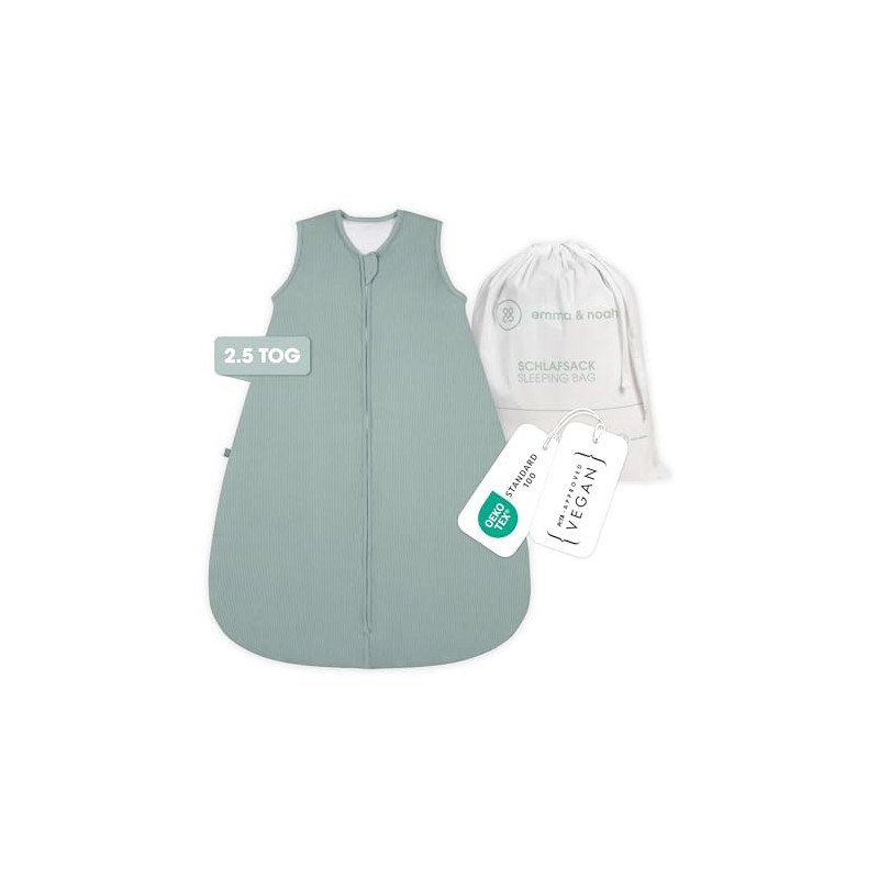 emma & noah Baby Schlafsack 2.5 TOG, Strampelsack für den Herbst und Winter in vielen Farben, Bio-Baumwolle, OEKO-TEX Zertifi emma & noah Baby Schlafsack 2.5 TOG, Strampelsack für den Herbst und Winter in vielen Farben, Bio-Baumwolle, OEKO-TEX Zertifi