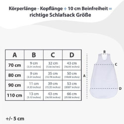 Ganzjährig Baby Schlafsack 80 cm mit Reißverschluss -Leicht und warm Babyschlafsack Kinder Schlafsack für alle Jahreszeiten B
