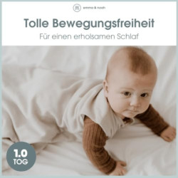 emma & noah Baby Schlafsack 1.0 TOG, Ganzjahres Schlafsack für den Frühling, Sommer und Herbst, 100% Bio-Baumwolle, OEKO-TEX 