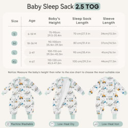 Unnivoll Baby Schlafsack mit Füßen 2.5 tog - Winterschlafsack Baby Abnehmbare Ärmel - Baumwolle Ganzjahre Schlafsack mit Bein