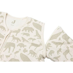 Jollein Schlafsack Baby - Animals, Olive Green - 110 cm - Baumwolle - 2.0 bis 3.0 Tog - Abnehmbare Ärmel - Baby Schlafsack - 
