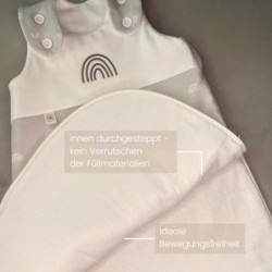 DIKOS® Schlafsack Winter 2,5 TOG  Gr. 90  REGENBOGEN grau | Winterschlafsack/Ganzjahres Schlafsack rund aus 100 Bio Baumwolle