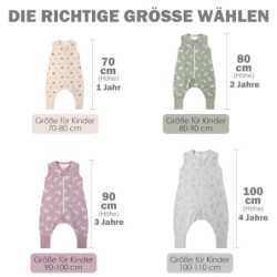 Owlivia 1.0 Tog Baby Schlafsack aus 100% Bio-Baumwolle mit Füßen - Ganzjähriger Komfort für Ihr Kleinkind, Feder Lavendel 80 