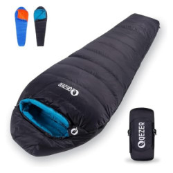 QEZER Daunenschlafsack Winter Schlafsack Outdoor -8°C bis -23°C Daunen Schlafsack 4 Jahreszeiten 2200g  für Camping,Wandern u