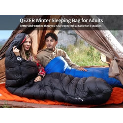 QEZER Schlafsack Winter Outdoor Warmer Daunenschlafsack -3°C bis -18C° Leichter Deckenschlafsack für Camping, Wandern und Tre