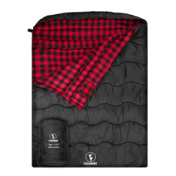 FORINBUY Winter Baumwolle Flanell Doppelschlafsack, Queen Size Schlafsack für Erwachsene, Kaltes Wetter wasserdichter 2-Perso