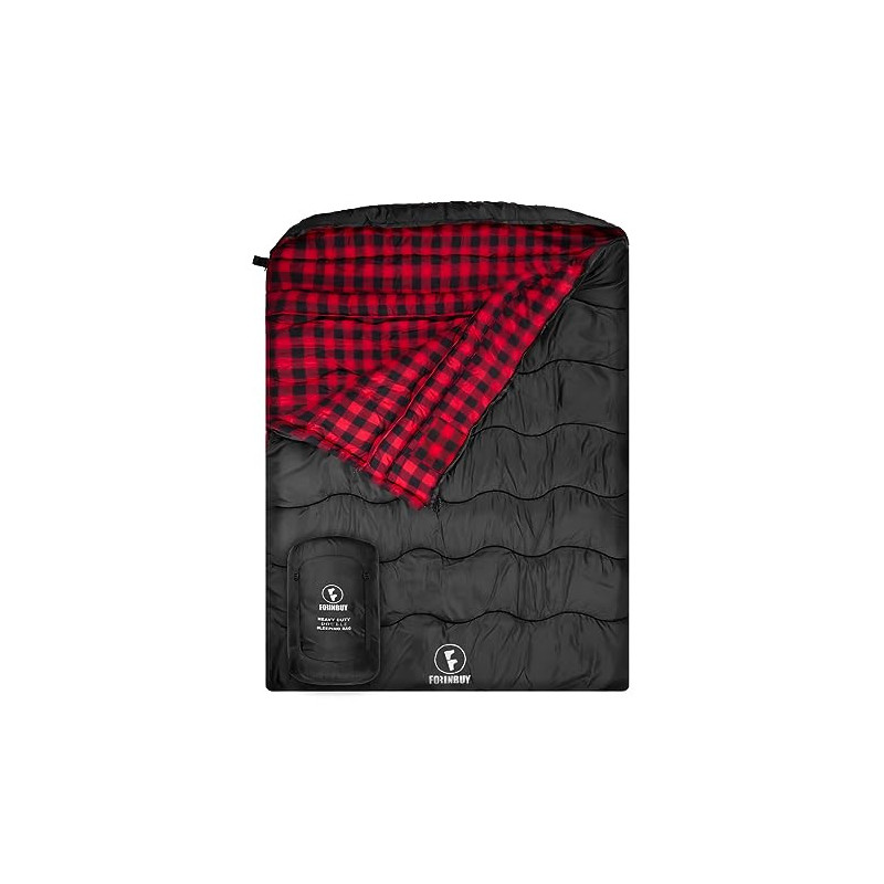 FORINBUY Winter Baumwolle Flanell Doppelschlafsack, Queen Size Schlafsack für Erwachsene, Kaltes Wetter wasserdichter 2-Perso FORINBUY Winter Baumwolle Flanell Doppelschlafsack, Queen Size Schlafsack für Erwachsene, Kaltes Wetter wasserdichter 2-Perso
