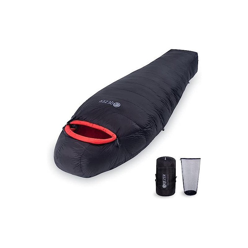 QEZER Daunenschlafsack -20 Grad Winter Schlafsack Outdoor für kaltes Wetter Camping und Bergsteigen mit 660 FP Premium Daunen
