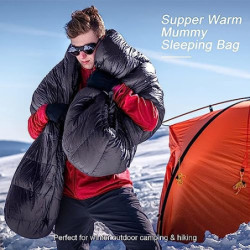 QEZER Daunenschlafsack -20 Grad Winter Schlafsack Outdoor für kaltes Wetter Camping und Bergsteigen mit 660 FP Premium Daunen