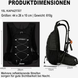 Arvano Fahrradrucksack leicht Skirucksack Klein Wanderrucksack Mtb Fahrrad Rucksäcke 15L Multifunktionaler Laufrucksack für D