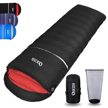 QEZER Schlafsack Winter Outdoor Warmer Daunenschlafsack -8°C bis -23C° Leichter Deckenschlafsack für Camping, Wandern und Tre