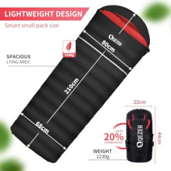 QEZER Schlafsack Winter Outdoor Warmer Daunenschlafsack -8°C bis -23C° Leichter Deckenschlafsack für Camping, Wandern und Tre