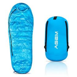 AGEM Daunenschlafsack 4 Jahreszeiten Mammut Winter -5-5 Grad Schlafsack Sommer Kleines Packmaß für Camping Leichter Mumiensch