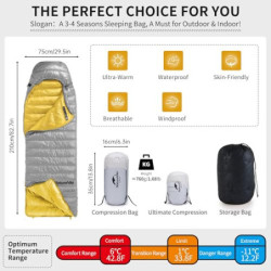 Naturehike Daunenschlafsack Ultraleichte Tragbare Kompackte Winter Schlafsack 4 Jahreszeiten für Erwachsene und Kinder Outdoo