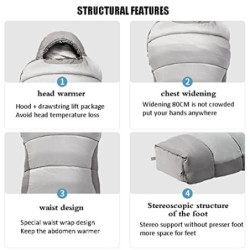 Schlafsack, Camping-Schlafsack, Herbst/Winter, warme Rucksack-Schlafsäcke for Erwachsene, Outdoor-Camping-Wanderausrüstung fo